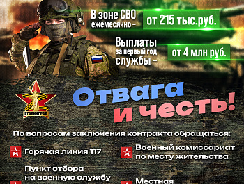 Министерство обороны Российской Федерации сообщает о проведении набора на контрактную службу в вооруженные силы Российской Федерации