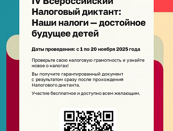 Всероссийский Налоговый диктант: Наши налоги - достойное будущее детей